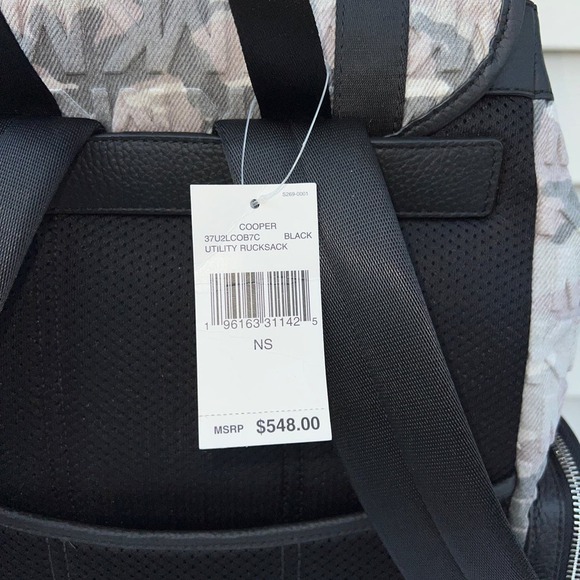 Michael Kors Backpack Cooper Logo Denim Backpack Utility Rucksack Black - Picture 5 of 12